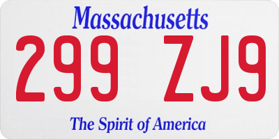 MA license plate 299ZJ9