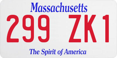 MA license plate 299ZK1