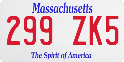 MA license plate 299ZK5