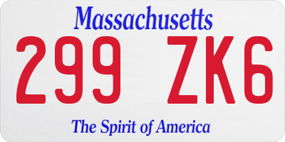 MA license plate 299ZK6