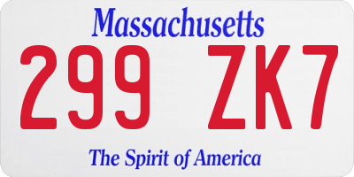 MA license plate 299ZK7
