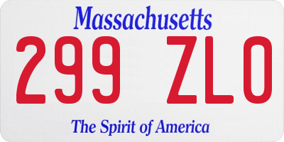 MA license plate 299ZL0