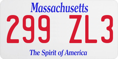 MA license plate 299ZL3