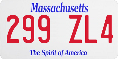 MA license plate 299ZL4