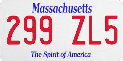MA license plate 299ZL5