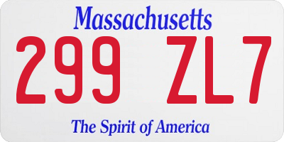 MA license plate 299ZL7