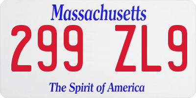 MA license plate 299ZL9