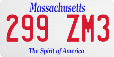 MA license plate 299ZM3
