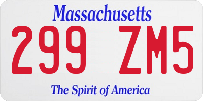 MA license plate 299ZM5
