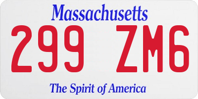 MA license plate 299ZM6