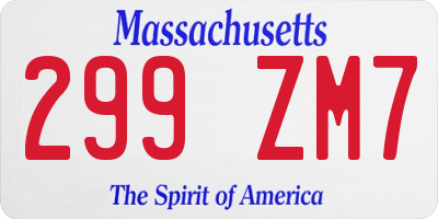 MA license plate 299ZM7