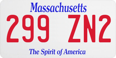 MA license plate 299ZN2