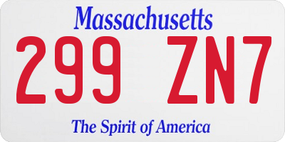 MA license plate 299ZN7