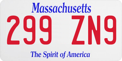 MA license plate 299ZN9