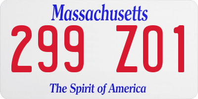 MA license plate 299ZO1