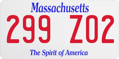 MA license plate 299ZO2