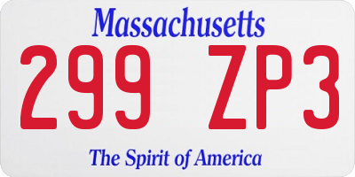 MA license plate 299ZP3