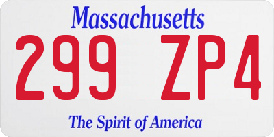 MA license plate 299ZP4
