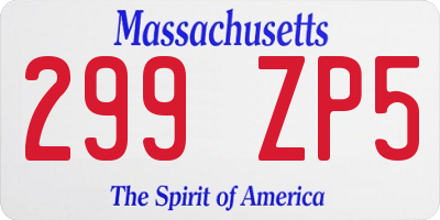 MA license plate 299ZP5
