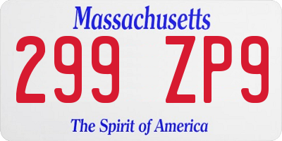 MA license plate 299ZP9