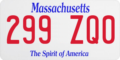 MA license plate 299ZQ0