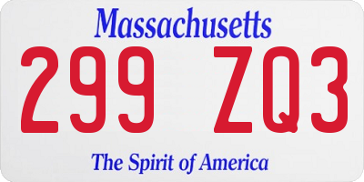 MA license plate 299ZQ3