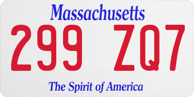 MA license plate 299ZQ7