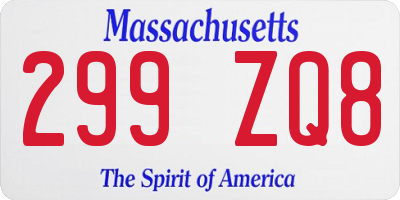 MA license plate 299ZQ8