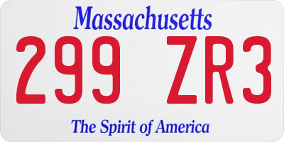 MA license plate 299ZR3
