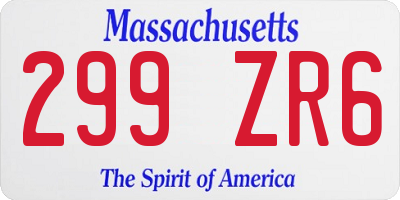 MA license plate 299ZR6