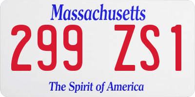 MA license plate 299ZS1