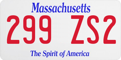 MA license plate 299ZS2