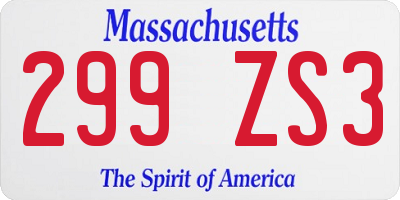MA license plate 299ZS3