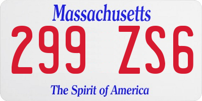 MA license plate 299ZS6