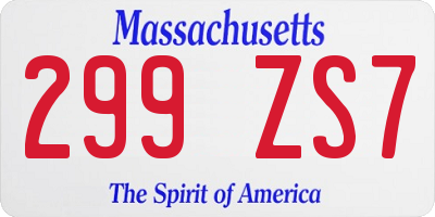 MA license plate 299ZS7