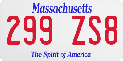 MA license plate 299ZS8