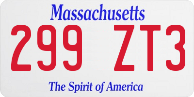 MA license plate 299ZT3