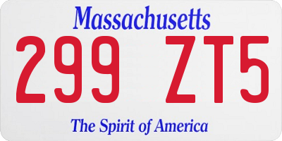 MA license plate 299ZT5