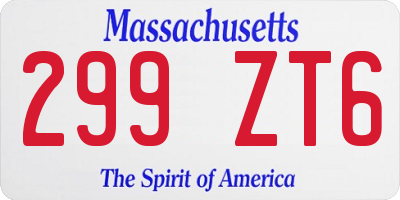 MA license plate 299ZT6