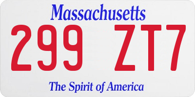 MA license plate 299ZT7