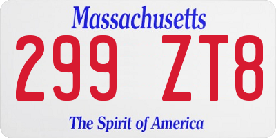 MA license plate 299ZT8