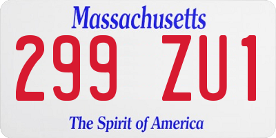 MA license plate 299ZU1