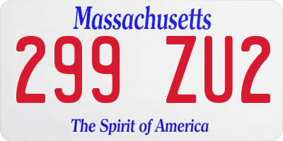 MA license plate 299ZU2