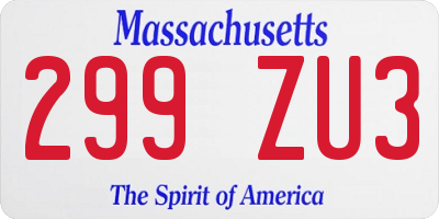 MA license plate 299ZU3