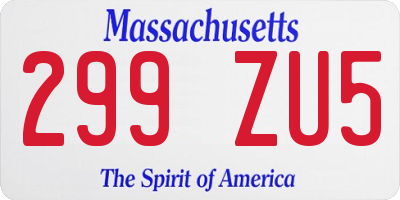 MA license plate 299ZU5