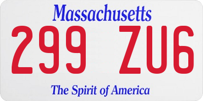 MA license plate 299ZU6