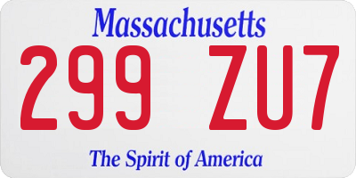 MA license plate 299ZU7
