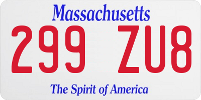 MA license plate 299ZU8