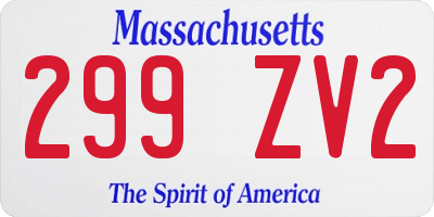 MA license plate 299ZV2