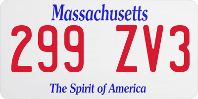 MA license plate 299ZV3